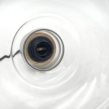 Cable-suspended SINGLE pendant light, 1x E27/60W/230V, Ø 28 cm, oak