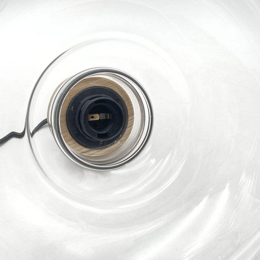 Cable-suspended SINGLE pendant light, 1x E27/60W/230V, Ø 28 cm, oak