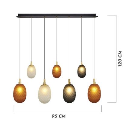 CACTUS Cable-Mounted Chandelier 7xG9/5W/230V Copper/Gray/White