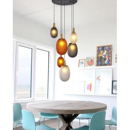 CACTUS Cable Pendant Chandelier 6xG9/5W/230V Copper/Gray/White