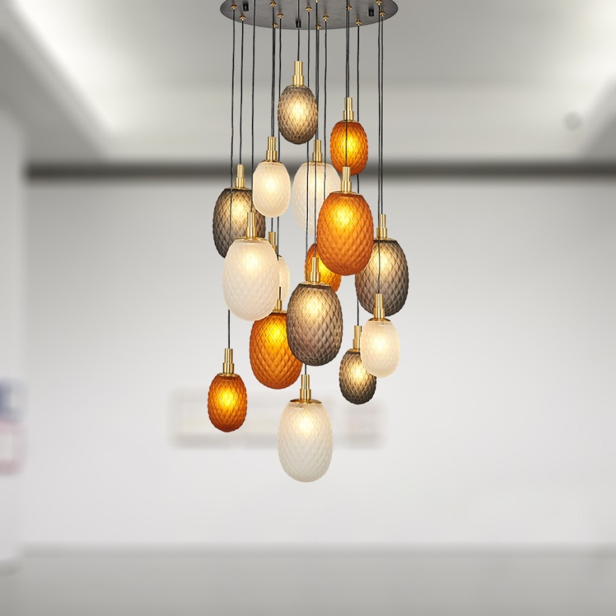 CACTUS cable-suspended chandelier 16xG9/5W/230V copper/gray/white