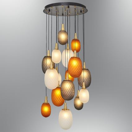 CACTUS cable-suspended chandelier 16xG9/5W/230V copper/gray/white