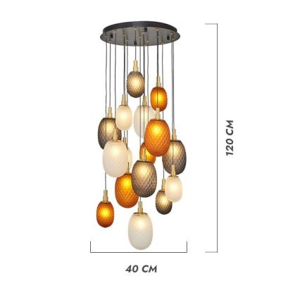 CACTUS cable-suspended chandelier 16xG9/5W/230V copper/gray/white