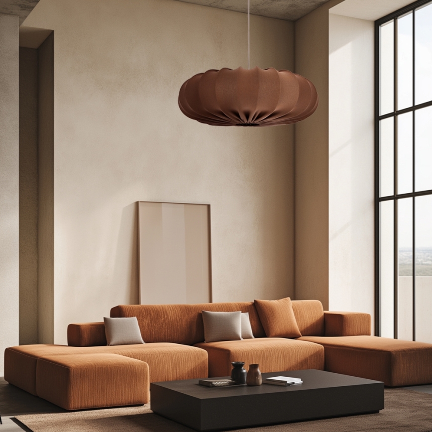 CAFEE cable-suspended chandelier 1xE27/40W/230V Ø 66 cm, brown