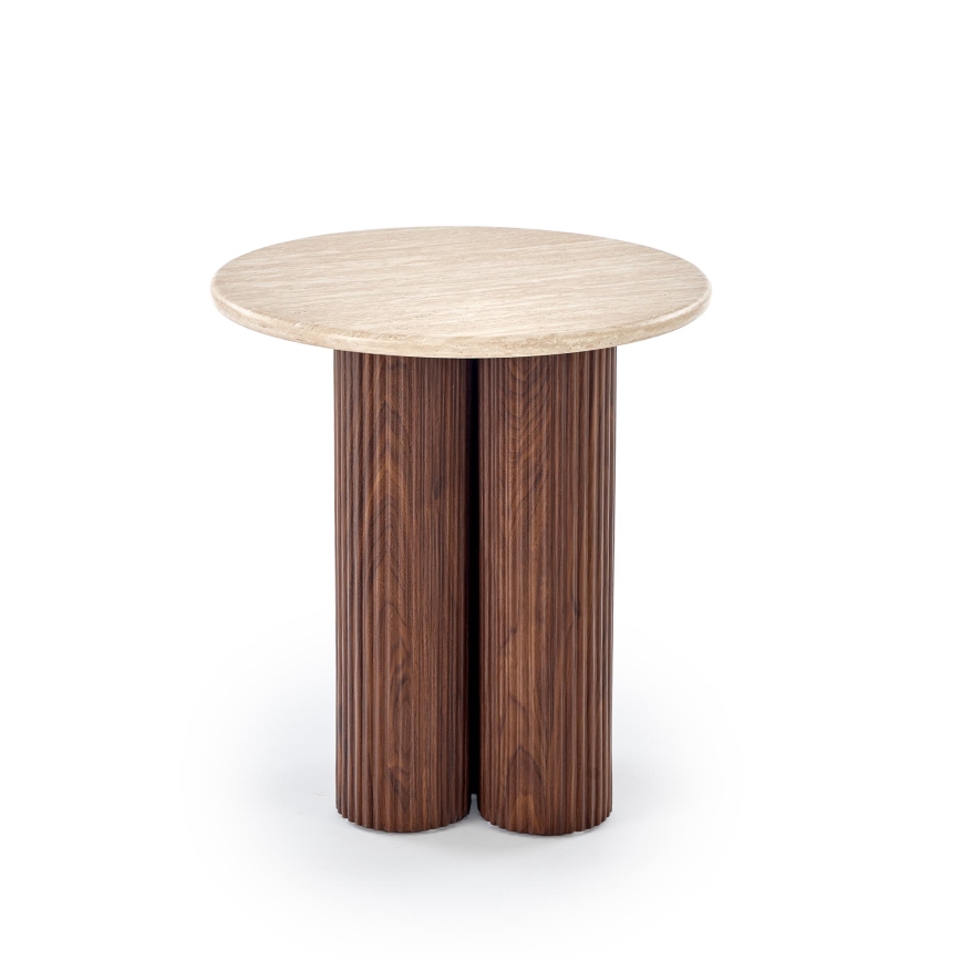 CALDO Coffee Table, Ø 50 cm, Brown/Beige