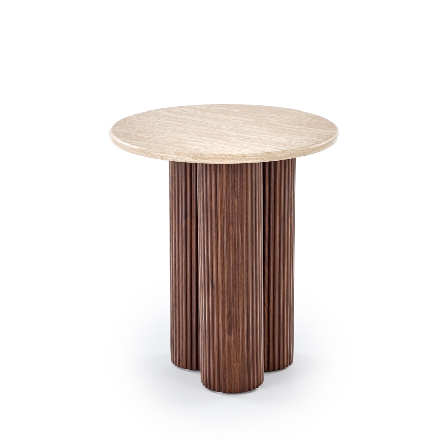 CALDO Coffee Table, Ø 50 cm, Brown/Beige