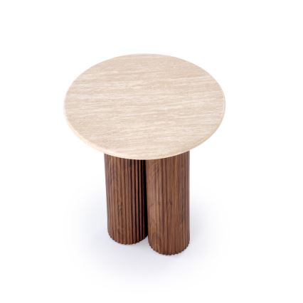 CALDO Coffee Table, Ø 50 cm, Brown/Beige