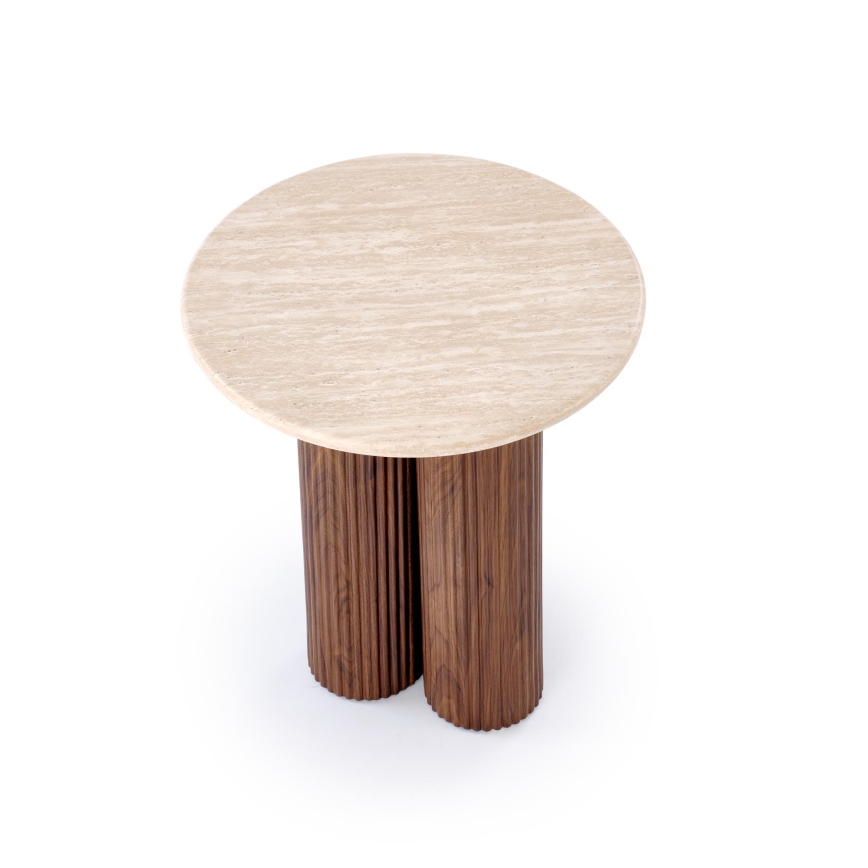 CALDO Coffee Table, Ø 50 cm, Brown/Beige