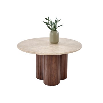 CALDO Coffee Table, Ø 80 cm, Brown/Beige