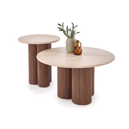 CALDO Coffee Table, Ø 80 cm, Brown/Beige