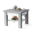CALEB Extendable Lift-Top Coffee/Dining Table, Concrete Grey/White