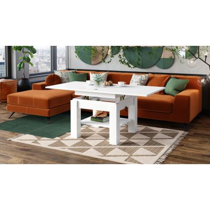 CALEB White Lift-Top Extendable Coffee and Dining Table