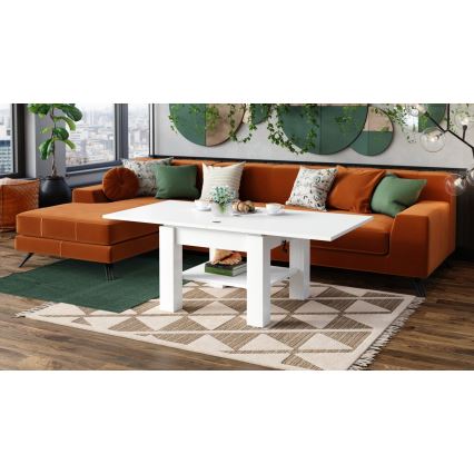 CALEB White Lift-Top Extendable Coffee and Dining Table