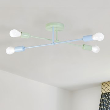 CAMBRIDGE Flush-Mount Ceiling Light 4xE27/15W/230V Green/Blue