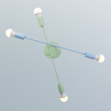 CAMBRIDGE Flush-Mount Ceiling Light 4xE27/15W/230V Green/Blue