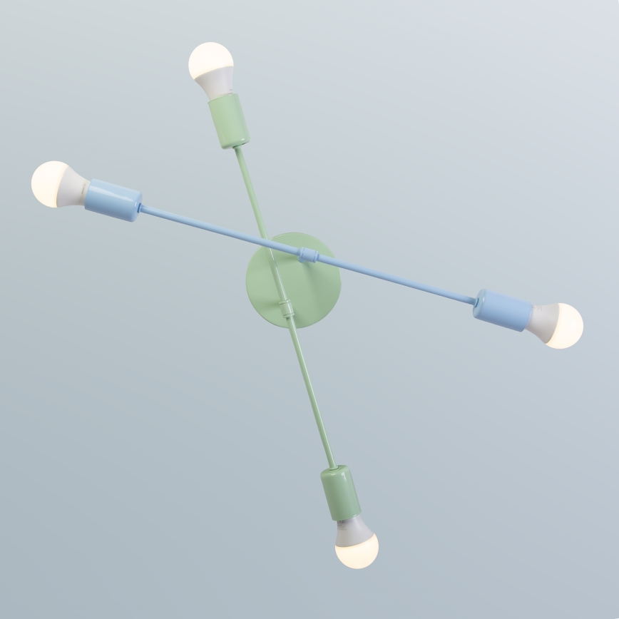 CAMBRIDGE Flush-Mount Ceiling Light 4xE27/15W/230V Green/Blue