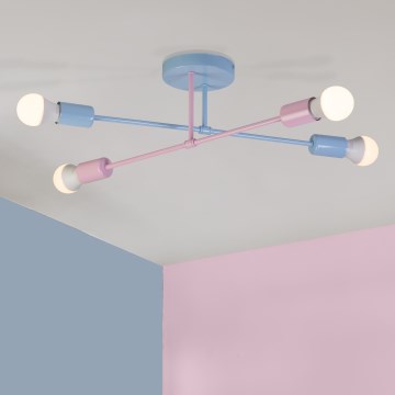 CAMBRIDGE Flush-Mount Chandelier 4xE27/15W/230V Blue/Pink