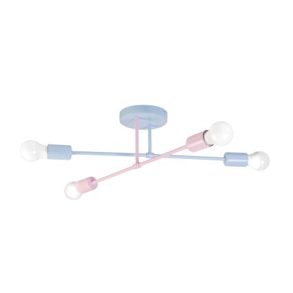 CAMBRIDGE Flush-Mount Chandelier 4xE27/15W/230V Blue/Pink
