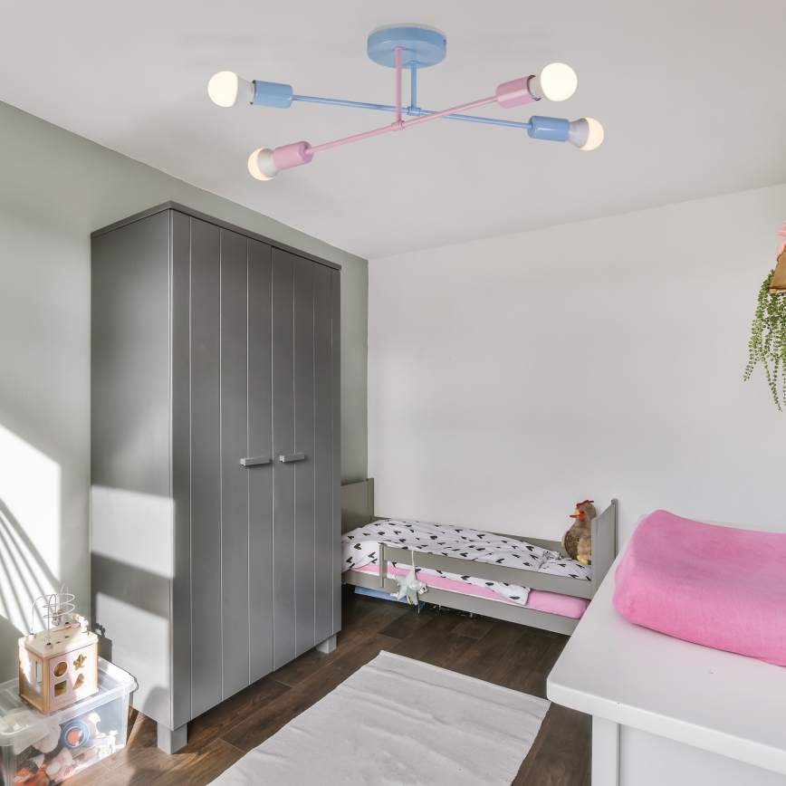 CAMBRIDGE Flush-Mount Chandelier 4xE27/15W/230V Blue/Pink