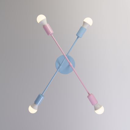 CAMBRIDGE Flush-Mount Chandelier 4xE27/15W/230V Blue/Pink