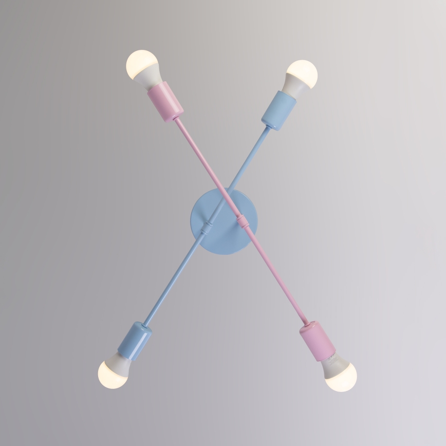 CAMBRIDGE Flush-Mount Chandelier 4xE27/15W/230V Blue/Pink
