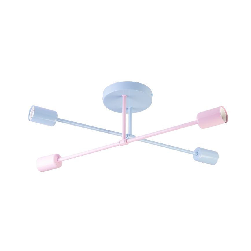 CAMBRIDGE Flush-Mount Chandelier 4xE27/15W/230V Blue/Pink
