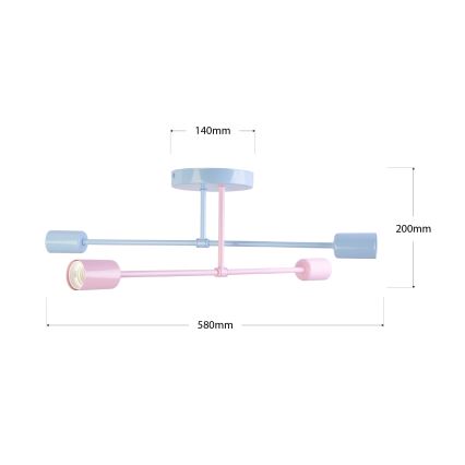 CAMBRIDGE Flush-Mount Chandelier 4xE27/15W/230V Blue/Pink