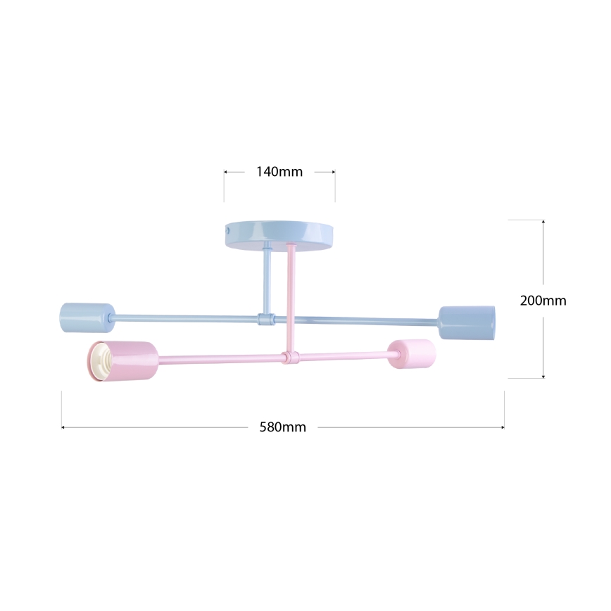 CAMBRIDGE Flush-Mount Chandelier 4xE27/15W/230V Blue/Pink