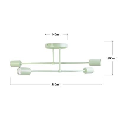 CAMBRIDGE Flush-Mount Chandelier 4xE27/15W/230V Green