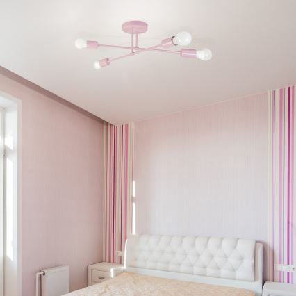 CAMBRIDGE flush-mount chandelier 4xE27/15W/230V pink