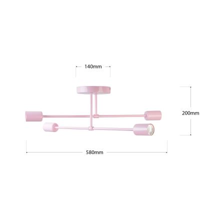 CAMBRIDGE flush-mount chandelier 4xE27/15W/230V pink