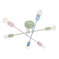 CAMBRIDGE Flush-mount chandelier 6xE27/15W/230V Green/Blue/Pink