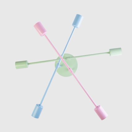 CAMBRIDGE Flush-mount chandelier 6xE27/15W/230V Green/Blue/Pink