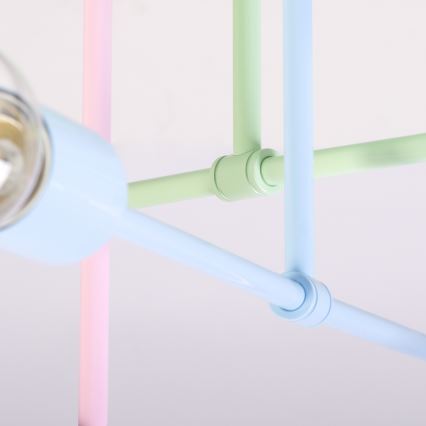 CAMBRIDGE Flush-mount chandelier 6xE27/15W/230V Green/Blue/Pink