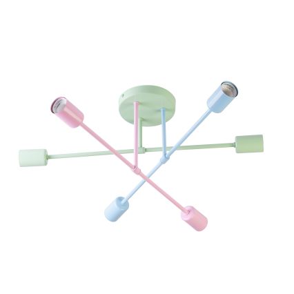 CAMBRIDGE Flush-mount chandelier 6xE27/15W/230V Green/Blue/Pink