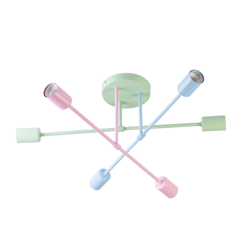 CAMBRIDGE Flush-mount chandelier 6xE27/15W/230V Green/Blue/Pink