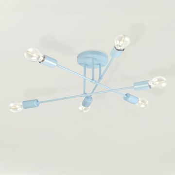 CAMBRIDGE flush-mount chandelier, 6× E27 sockets (max. 15W each), 230V — blue