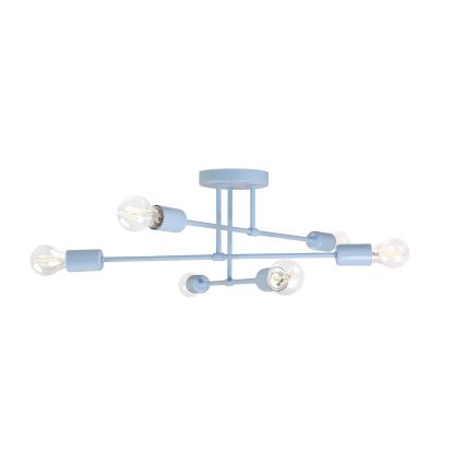 CAMBRIDGE flush-mount chandelier, 6× E27 sockets (max. 15W each), 230V — blue