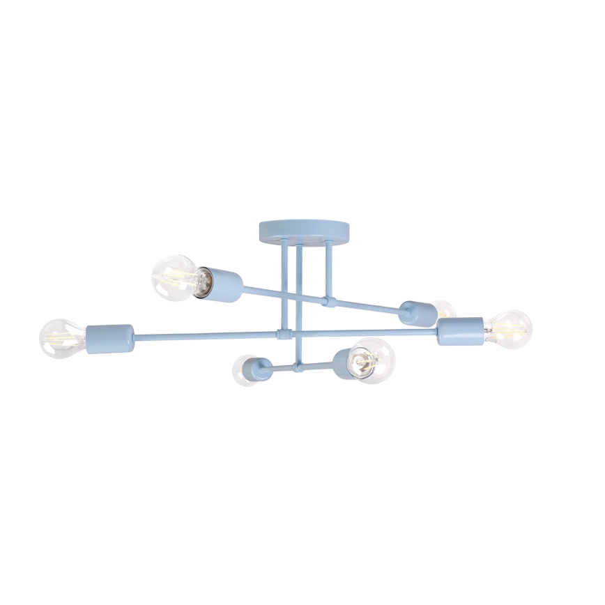 CAMBRIDGE flush-mount chandelier, 6× E27 sockets (max. 15W each), 230V — blue