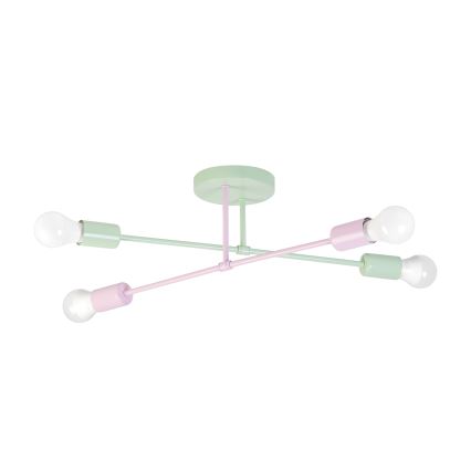 CAMBRIDGE Flush-mounted chandelier 4xE27/15W/230V green/pink