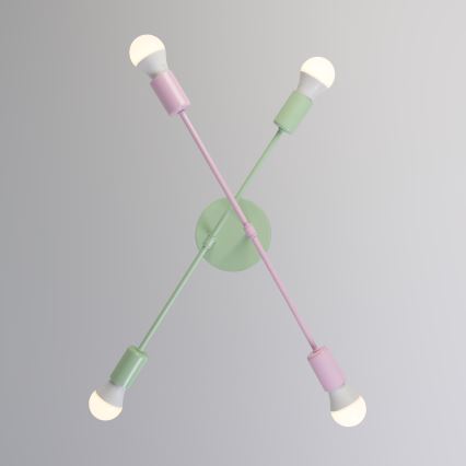 CAMBRIDGE Flush-mounted chandelier 4xE27/15W/230V green/pink