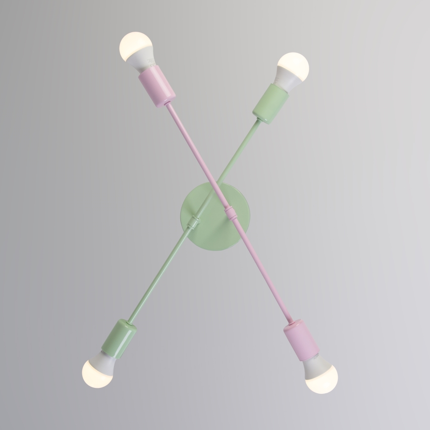 CAMBRIDGE Flush-mounted chandelier 4xE27/15W/230V green/pink