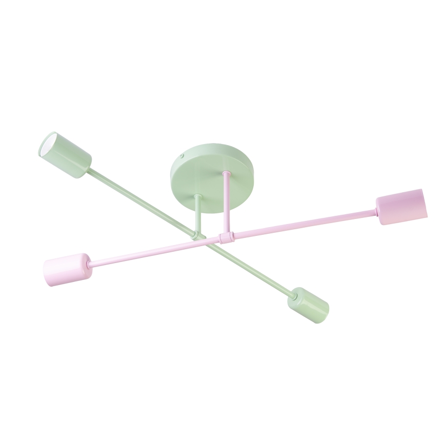 CAMBRIDGE Flush-mounted chandelier 4xE27/15W/230V green/pink