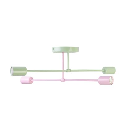 CAMBRIDGE Flush-mounted chandelier 4xE27/15W/230V green/pink
