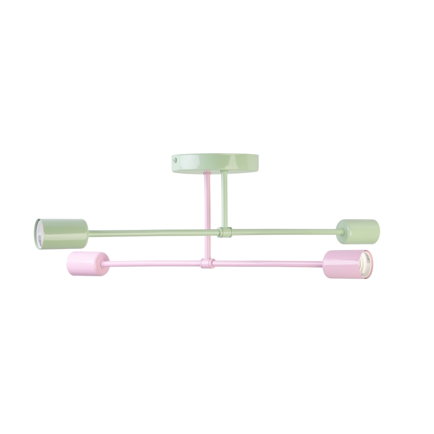 CAMBRIDGE Flush-mounted chandelier 4xE27/15W/230V green/pink