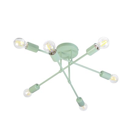 CAMBRIDGE Flush‑mount chandelier, 6× E27 (max. 15 W), 230 V — Green