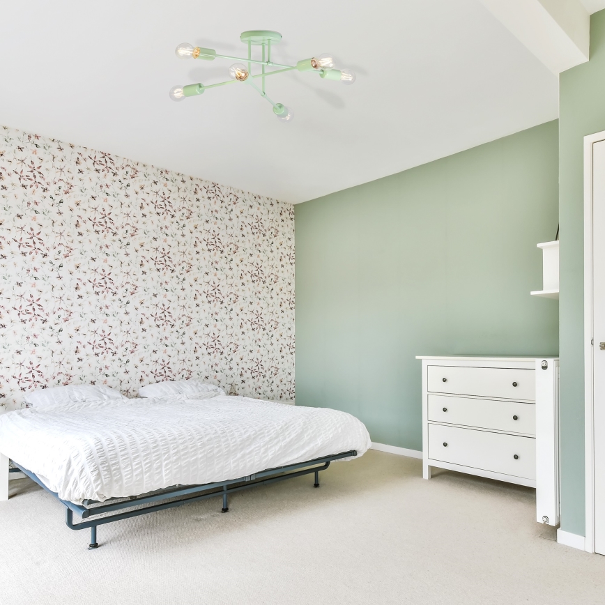 CAMBRIDGE Flush‑mount chandelier, 6× E27 (max. 15 W), 230 V — Green