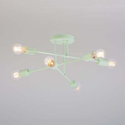 CAMBRIDGE Flush‑mount chandelier, 6× E27 (max. 15 W), 230 V — Green