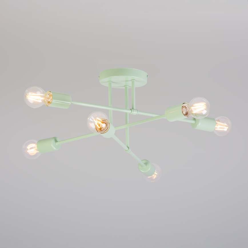 CAMBRIDGE Flush‑mount chandelier, 6× E27 (max. 15 W), 230 V — Green