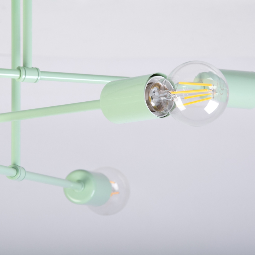 CAMBRIDGE Flush‑mount chandelier, 6× E27 (max. 15 W), 230 V — Green